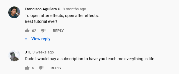 YouTube comments from one of Webflow video